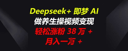 Deepseek+即梦AI，做养生操视频变现，轻松涨粉38W+，月入一W+-星辰网创