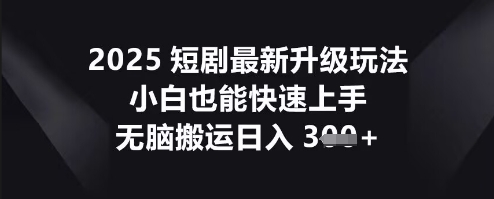 2025短剧最新升级玩法，小白也能快速上手，无脑搬运日入3张-星辰网创