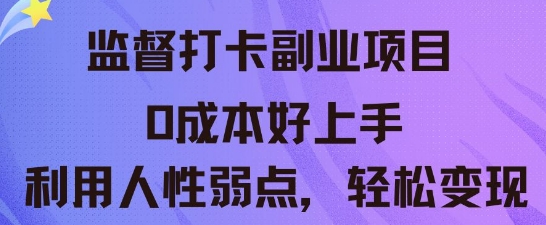 监督打卡副业新玩法，0成本好上手，利用人性的弱点轻松变现-星辰网创