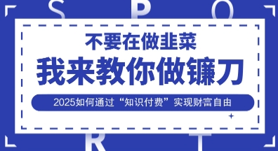 韭菜生涯终结者，我来教你做镰刀，2025如何通过“知识付费”实现财F自由【揭秘】-星辰网创